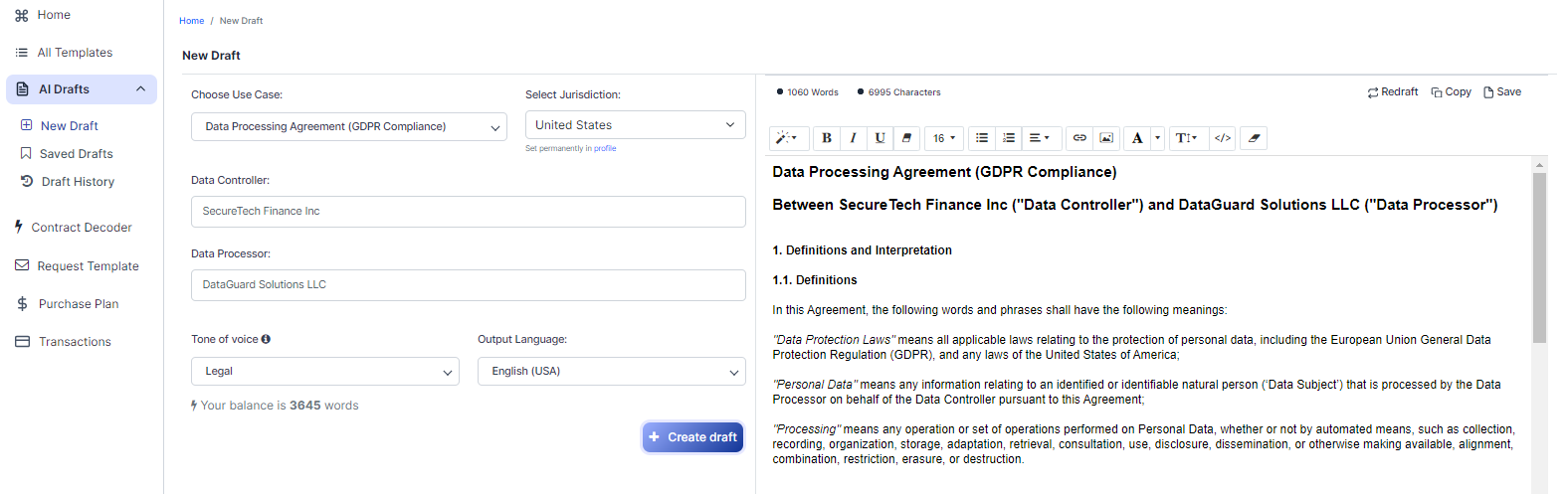 Data Processing Agreement (GDPR Compliance) template